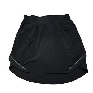 Lululemon Skirt 6 Hotty Hot Skort Long Black Biker Shorts Running Reflective